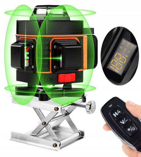 Poziomica Laserowa 4D Carruzzo 360° Krzyżowy 16 Linii, Z Smart Pilotem Ip54