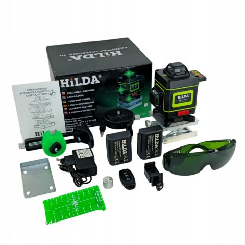 Poziomica Laserowa 4D Hilda 16-Liniowa - 2Xaku, Pilot, Blokada Wahadła, Lcd