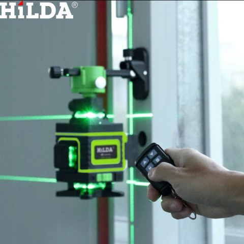 Poziomica Laserowa 4D Hilda 16-Liniowa - 2Xaku, Pilot, Blokada Wahadła, Lcd