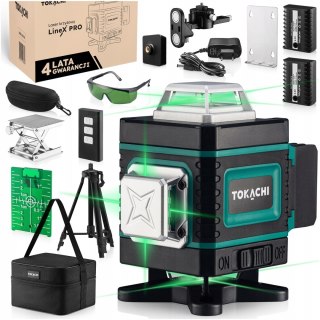 Poziomica Laserowa Tokachi Linex Pro 4D - 16 Linii, 45M Zielony Ze Statywem