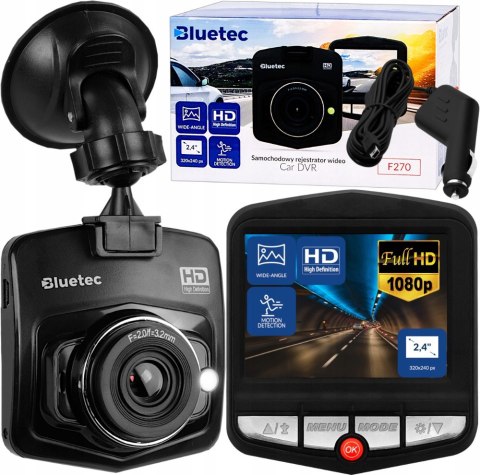 Rejestrator Jazdy Bluetec Blackbox Hd 2.4 Lcd 140° Detekcja Ruchu + Uchwyt