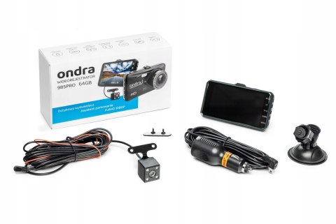 Rejestrator Jazdy Ondra 985Pro 4 + Kamera Wsteczna + Karta 64Gb