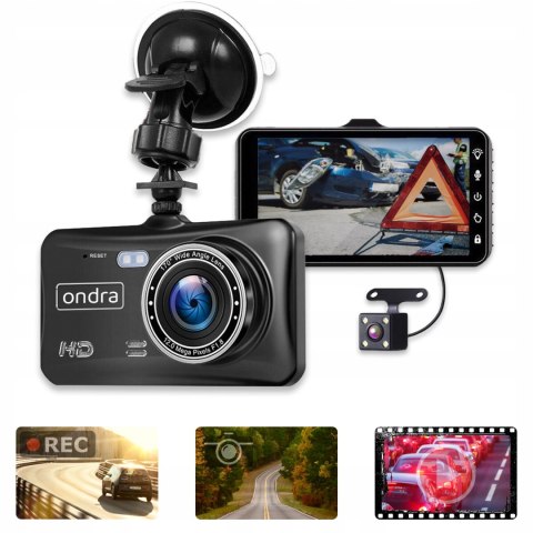 Rejestrator Jazdy Ondra 985Pro 4 + Kamera Wsteczna + Karta 64Gb
