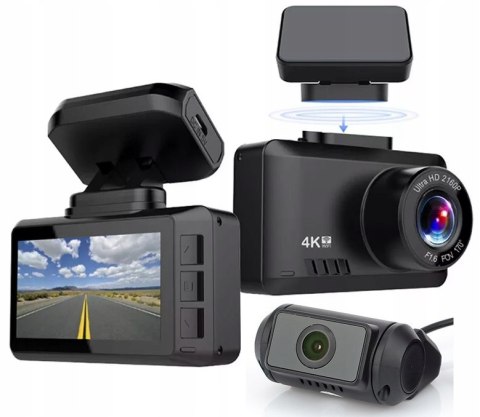 Rejestrator K2pro Dual 4K Sony Imx335 Gps Wifi + Full Hd Tylna Kamera