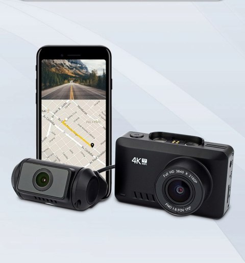 Rejestrator K2pro Dual 4K Sony Imx335 Gps Wifi + Full Hd Tylna Kamera