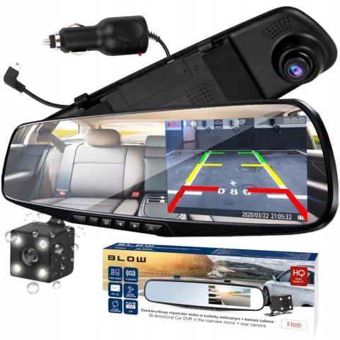 Dwukamerowy Rejestrator Samochodowy Blow F600 Full Hd 140° Detekcja Ruchu