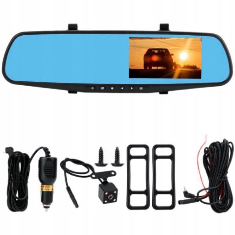 Kamera Samochodowa 2W1 Full Hd 1080P Lusterko Z Monitorem I Kartą 32Gb