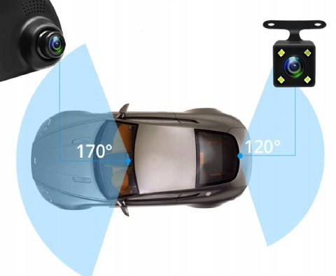 Kamera Samochodowa 2W1 Full Hd 1080P Lusterko Z Monitorem I Kartą 32Gb