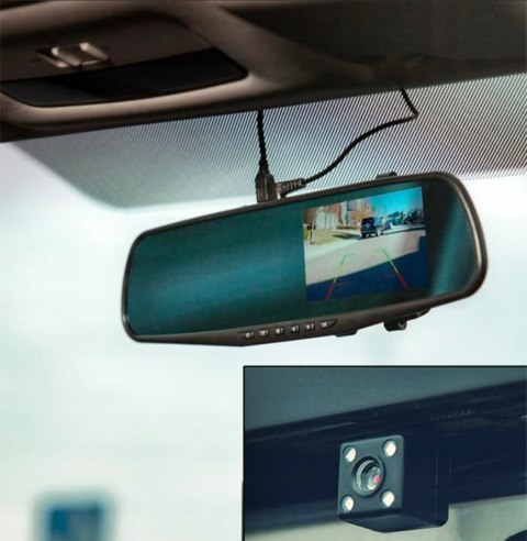Kamera Samochodowa 2W1 Full Hd 1080P Lusterko Z Monitorem I Kartą 32Gb