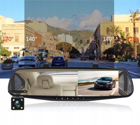 Kamera Samochodowa 2W1 Full Hd 1080P Lusterko Z Monitorem I Kartą 32Gb