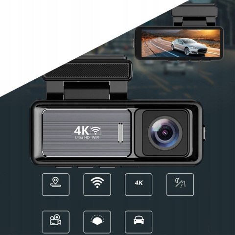 Kamera Samochodowa 4K M6 Gps Wifi G-Sensor 170° Z Tylną Kamerą