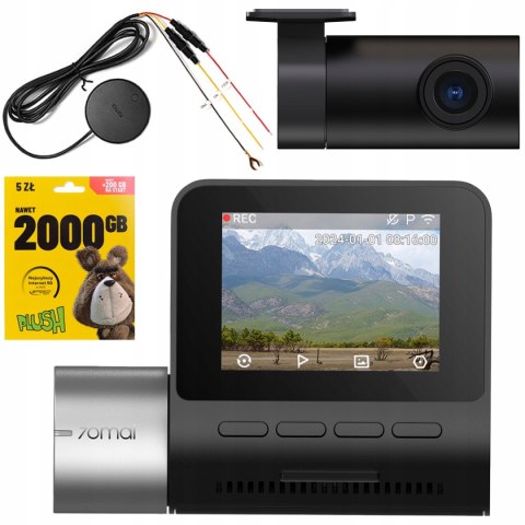 Kamera Samochodowa 70Mai A510 Qhd Hdr Z Tylną Rc11 + Zasilanie Up04