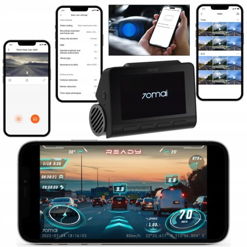 Kamera Samochodowa 70Mai A810 4K Hdr Z Kamerą Wsteczną Rc11 I Kartą 64Gb