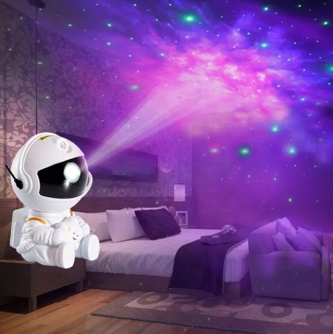 Projektor Gwiazd Astronauta Lampka Nocna 8 Trybów 360° Usb Timer I Pilot