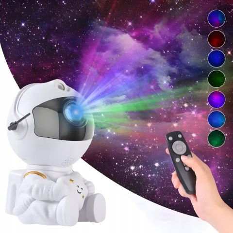 Projektor Gwiazd Astronauta Lampka Nocna 8 Trybów 360° Usb Timer I Pilot