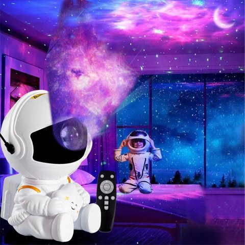 Projektor Gwiazd Astronauta Lampka Nocna 8 Trybów 360° Usb Timer I Pilot