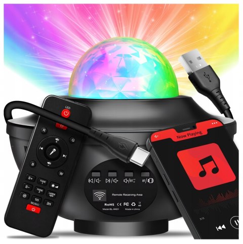 Projektor Gwiazd Dla Dzieci Rzutnik Nieba Lampka Nocna Głośnik Bluetooth