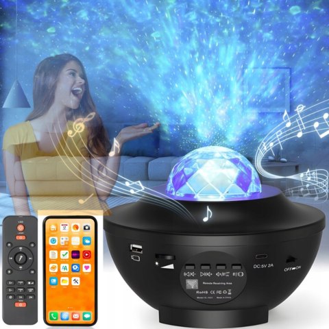 Projektor Gwiazd Dla Dzieci Rzutnik Nieba Lampka Nocna Głośnik Bluetooth
