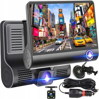 Rejestrator Jazdy Full Hd 3 Kamery Z Kamerą Cofania, Lcd 4 Cale, Diody Ir
