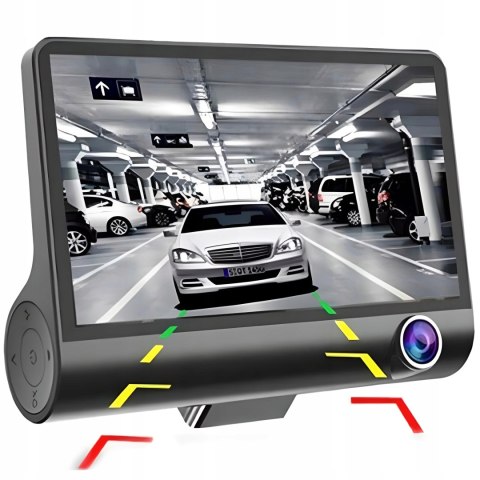 Rejestrator Jazdy Full Hd 3 Kamery Z Kamerą Cofania, Lcd 4 Cale, Diody Ir