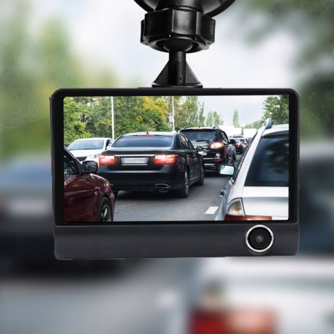 Rejestrator Jazdy Full Hd 3 Kamery Z Kamerą Cofania, Lcd 4 Cale, Diody Ir