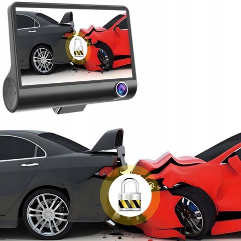 Rejestrator Jazdy Full Hd 3 Kamery Z Kamerą Cofania, Lcd 4 Cale, Diody Ir