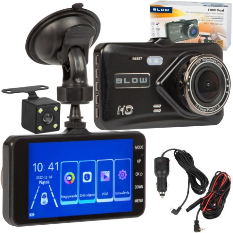 Rejestrator Samochodowy Blow F800 Dual Full Hd 170° Z Kamerą Cofania