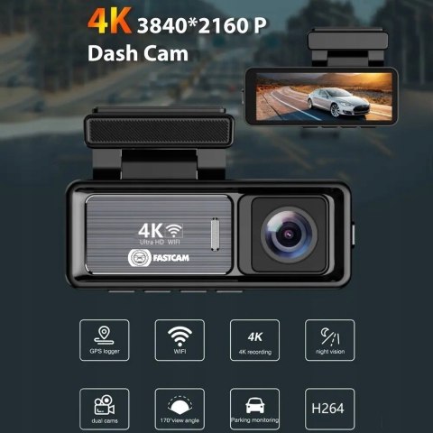 Wideorejestrator 4K Fastcam M6 Gps Wifi G-Sensor Tylny Hdr 170°