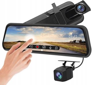 Wideorejestrator Samochodowy W Lusterku 9,66 Dotykowy Kamera Cofania Fullhd