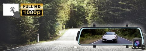Wideorejestrator Samochodowy W Lusterku 9,66 Dotykowy Kamera Cofania Fullhd