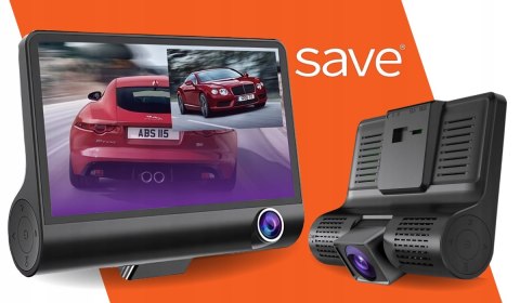 Wideorejestrator Save S-100 Z 3 Kamerami Full Hd I Asystentem Parkowania