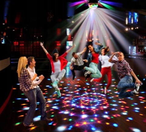 Disco Kula Led Rgb 7 Kolorów, Pilot Ir, Imprezowa Lampka Stroboskop Flesh
