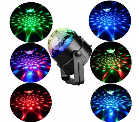 Disco Kula Led Rgb 7 Kolorów, Pilot Ir, Imprezowa Lampka Stroboskop Flesh