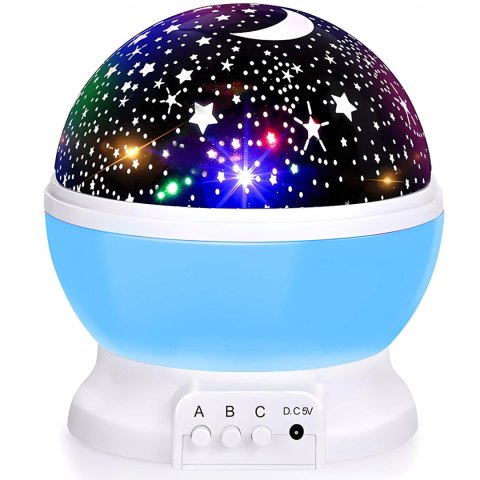 Lampka Nocna 2W1 Led Projektor Gwiazd I Księżyca Obrotowa 360° Dla Dziecka