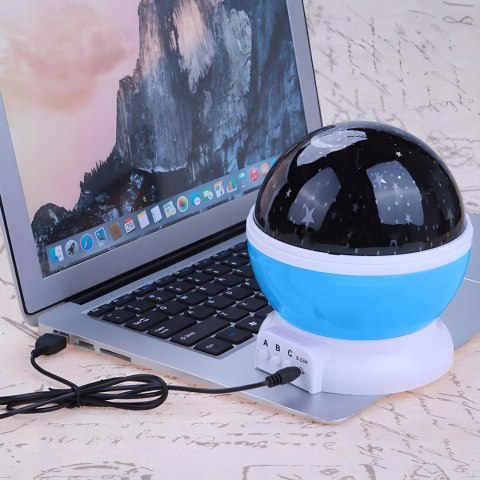 Lampka Nocna 2W1 Led Projektor Gwiazd I Księżyca Obrotowa 360° Dla Dziecka