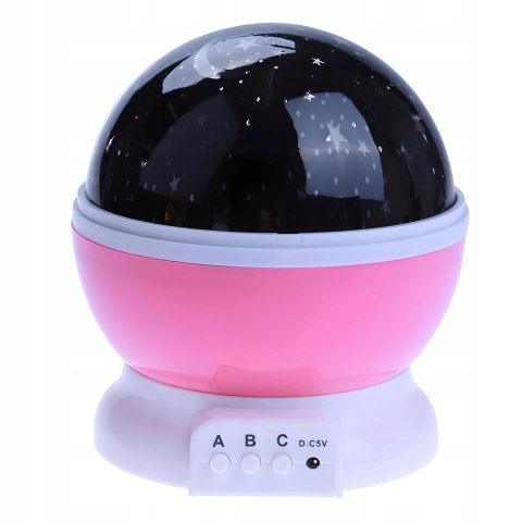 Lampka Nocna 2W1 - Projektor Gwiazd 360° Led, 8 Barw, Różowa, Dla Dziecka