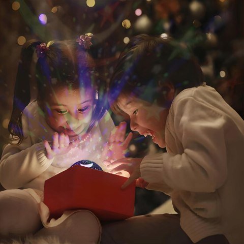 Lampka Nocna 2W1 - Projektor Gwiazd 360° Led, 8 Barw, Różowa, Dla Dziecka
