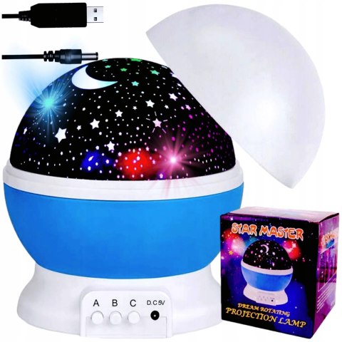Lampka Nocna 2W1: Projektor Gwiazd, 8 Kolorów, 360° Obrotowa Led, Dzieci