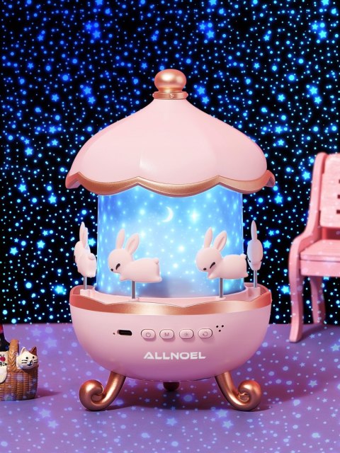 Lampka Nocna 3W1 Projektor Gwiazd, 12 Motywów I Bluetooth, 360° Pełny Obrót