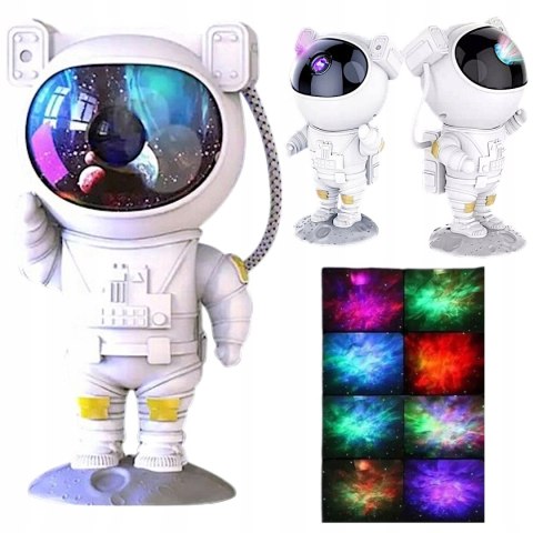Lampka Nocna Led Projektor Gwiazd Astronauta 5W Pilot Usb Timer Mgławicy