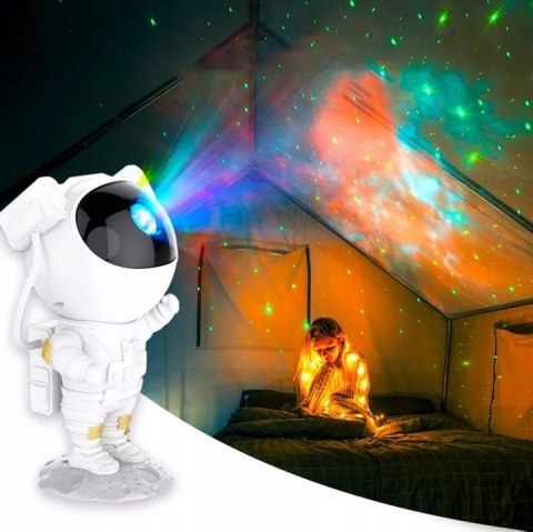Lampka Nocna Led Projektor Gwiazd Astronauta 5W Pilot Usb Timer Mgławicy