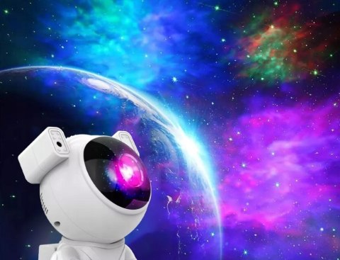 Lampka Nocna Led Projektor Gwiazd Astronauta 5W Pilot Usb Timer Mgławicy
