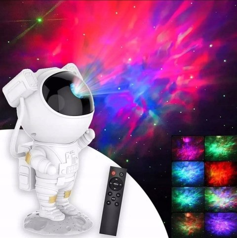 Lampka Nocna Led Projektor Gwiazd Astronauta 5W Pilot Usb Timer Mgławicy