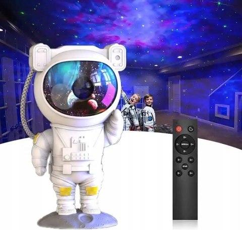 Lampka Nocna Led Projektor Gwiazd Astronauta 5W Pilot Usb Timer Mgławicy