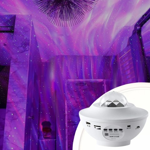 Lampka Nocna Projektor Gwiazd Led 21 Efektów Bluetooth Pilot Dla Dzieci