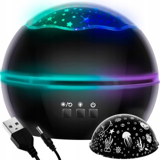 Obrotowa Lampka Nocna 2W1 Z Projektorem Nieba I Oceanu 4 Kolory Izoxis