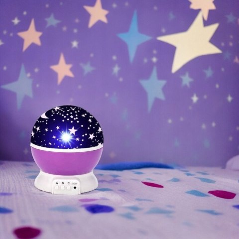 Projektor Dla Dzieci Lampka Nocna 2W1: Gwiazdy Nieba, Księżyc, Obrotowa 360