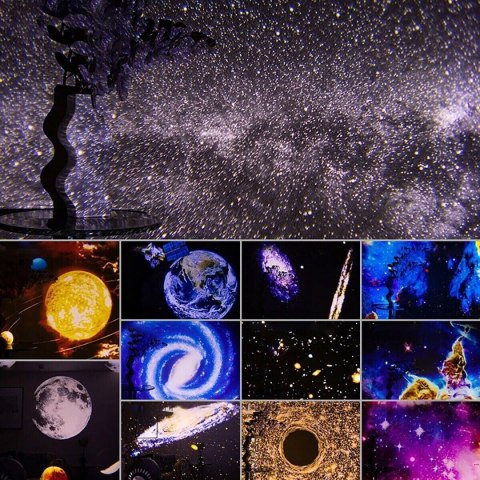 Projektor Gwiazd 12 Scen 360° Obrót, Usb Bezpieczny Dla Dzieci, Planetarium