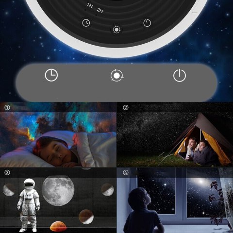 Projektor Gwiazd 12 Scen 360° Obrót, Usb Bezpieczny Dla Dzieci, Planetarium