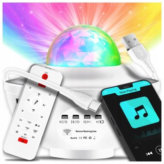Projektor Gwiazd 21 Trybów Iluminacji Bluetooth Usb Pilot Timer Lampa Nocna